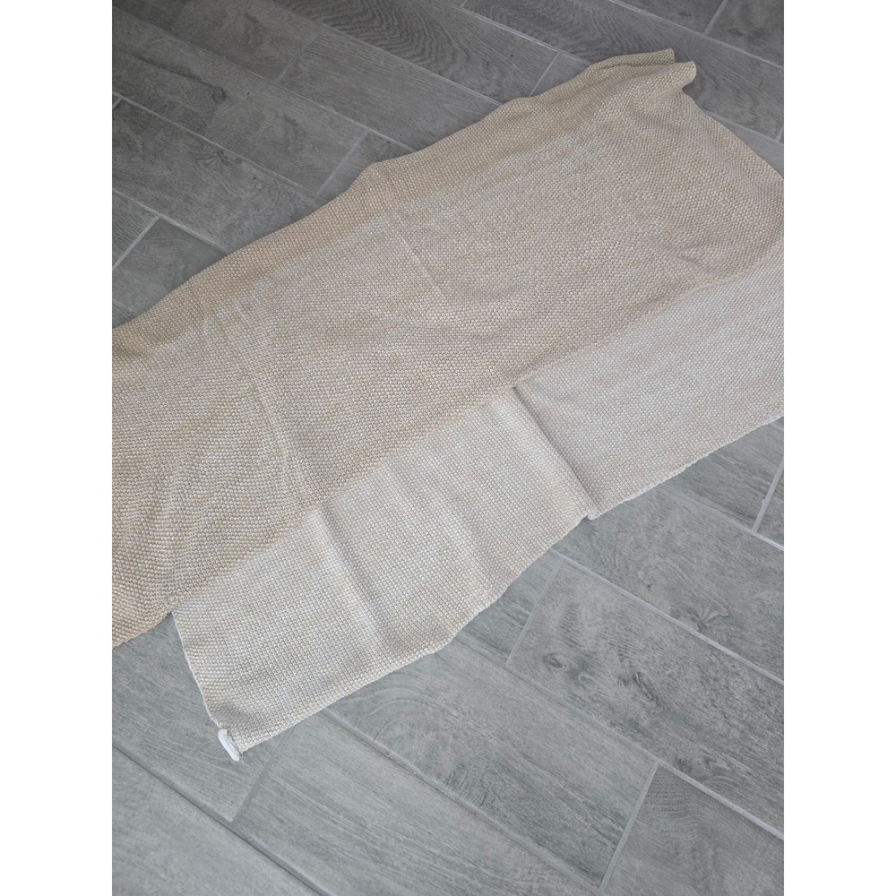 Anthropologie Knit Throw Blanket Neutral Two Tone Textured Woven Home Colorblock